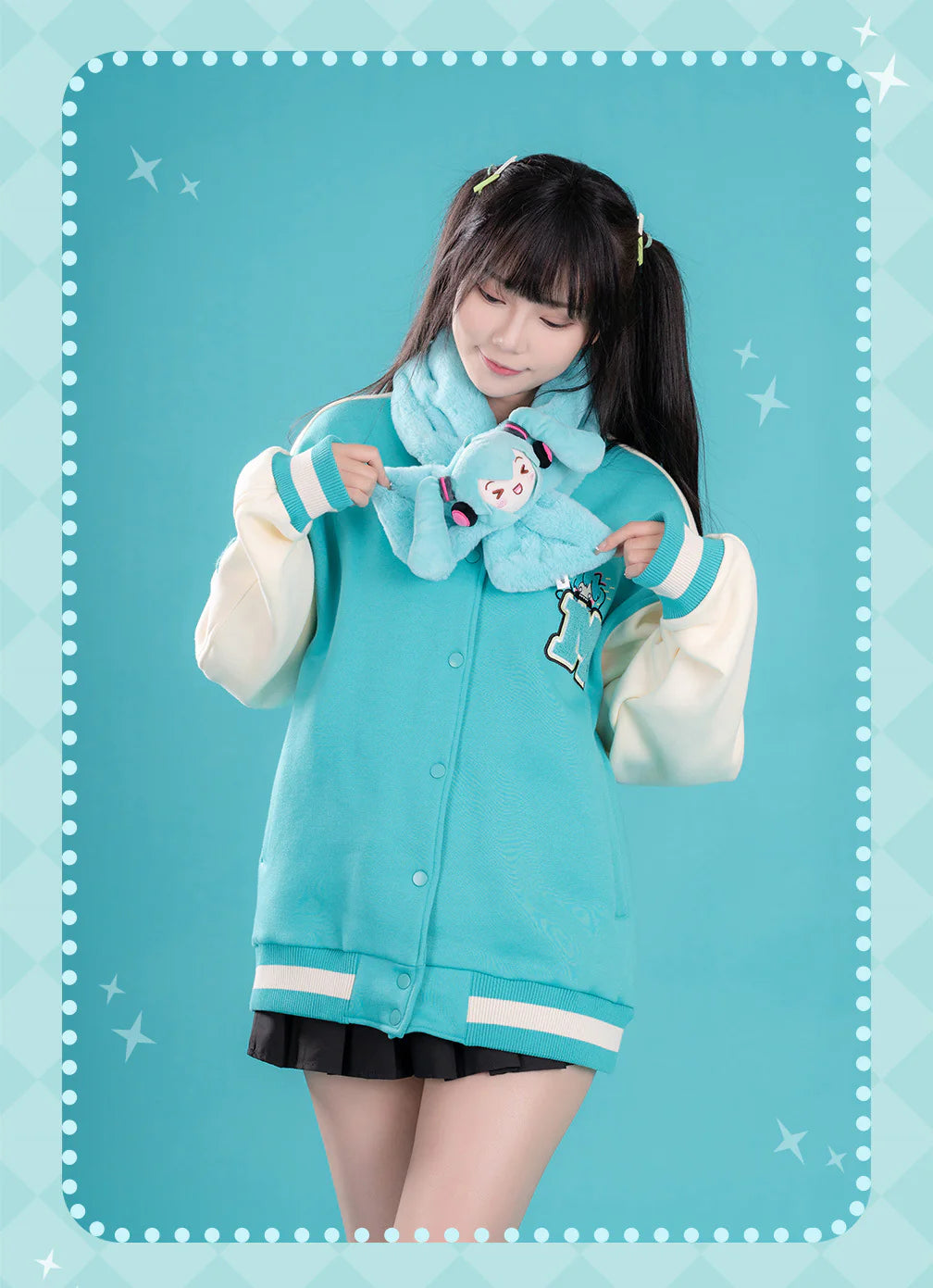 Moeyu Vocaloid Hatsune Miku Squinty Eyes Series Scarf