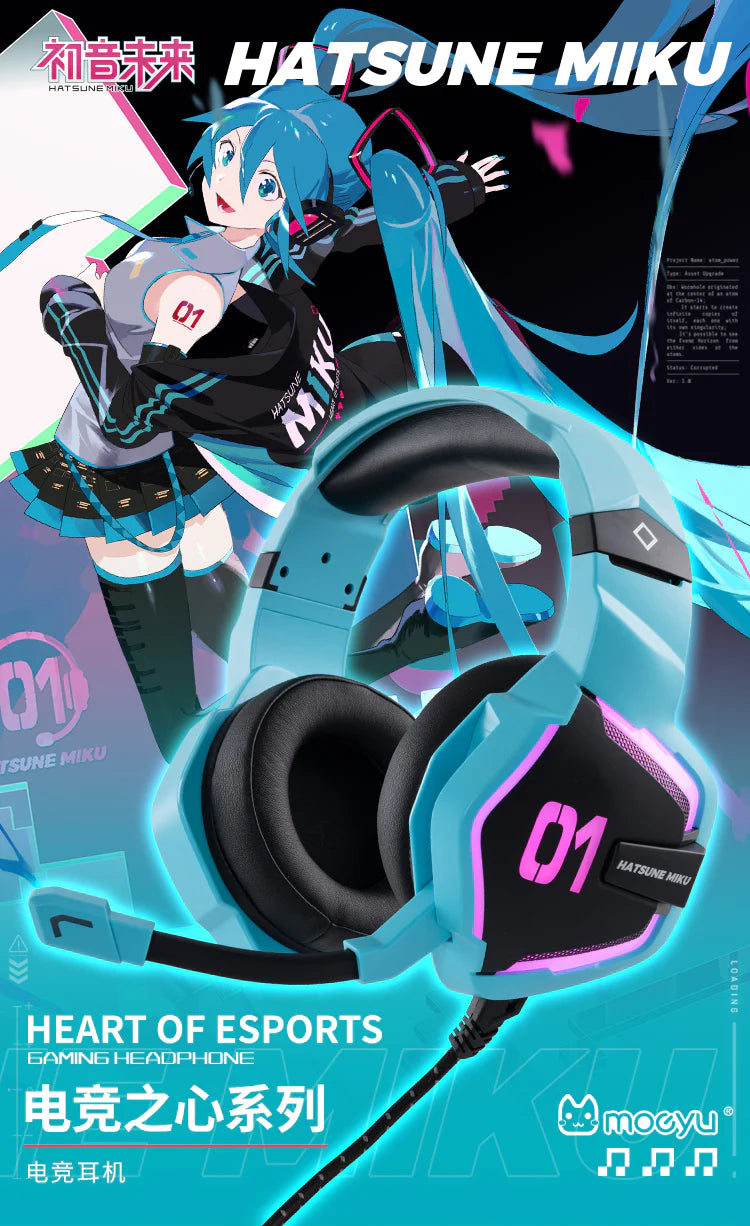 Official Hatsune Miku Heart of Esports Series Mechanical Gaming Headphones