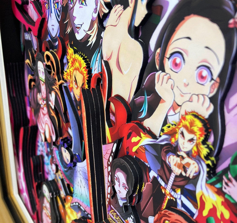 Demon Slayer Handmade Multilayer Decorative 3D Paper Craft Frame