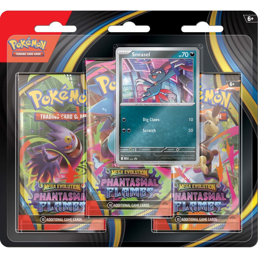 LIMITED TO 1 PER PERSON Pokemon TCG: Mega Evolution—Phantasmal Flames Three-Booster Blister
