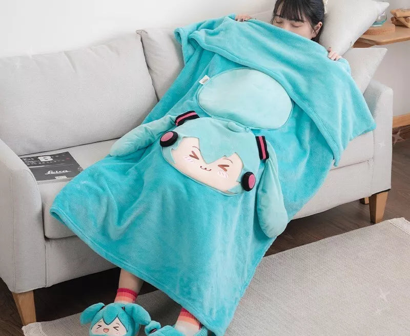 Moeyu Hatsune Miku Squinting Eyes Series Multifunctional Pillow Blanket